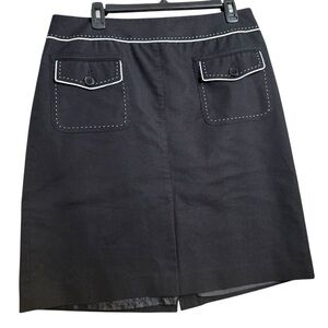 Ann Taylor Factory Black Knee Length Skirt w/ White Contrast Topstitching-12